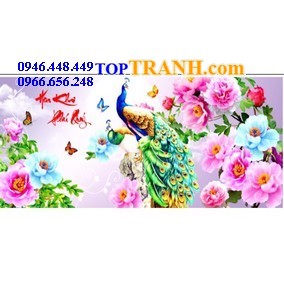 Tranh gắn đá hoa khai phú quý